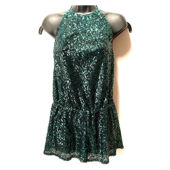 Pants - 4Sienna Women’s Green Halter Sequin Romper Size M